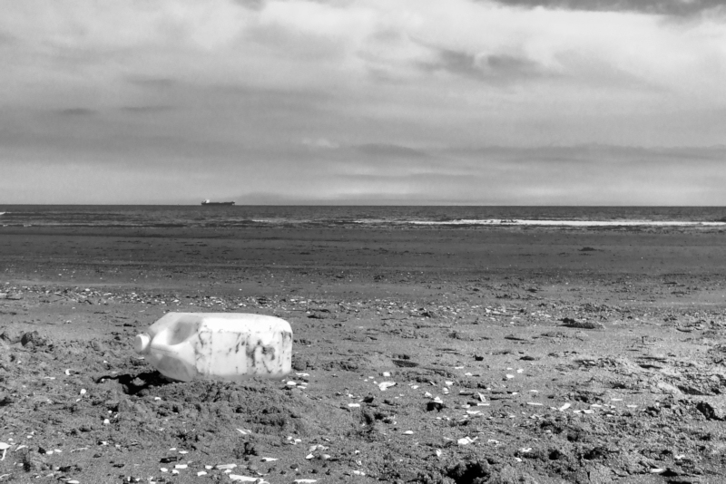 Rubbish washed up on the beach