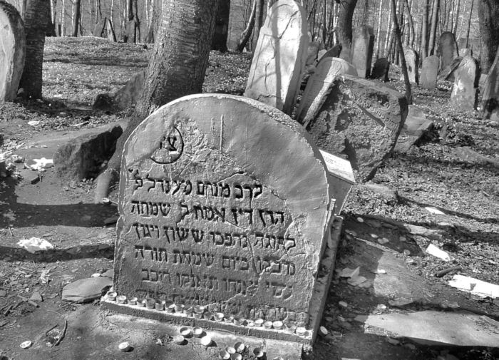 A grave stone in the Jewish cemetery in Lesko, Poland