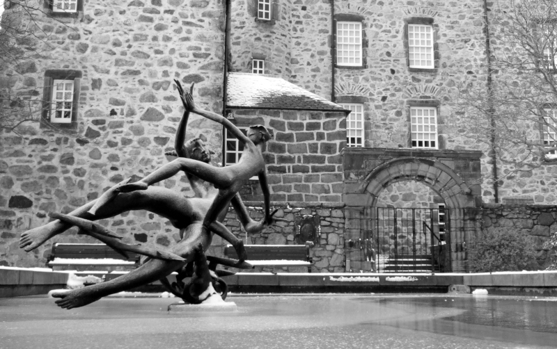 Water Spirits in Frozen Fountain. High res available.